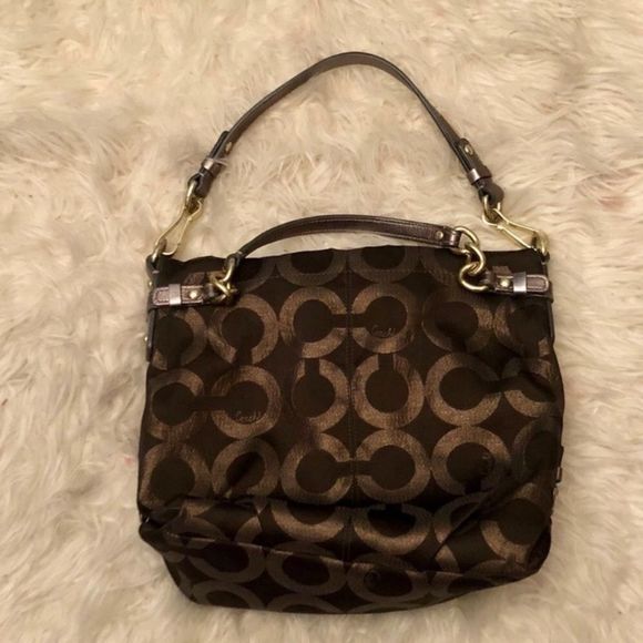 Coach Opt Art Lurex Olive Logo Brooke Handbag - Picture 1 of 5